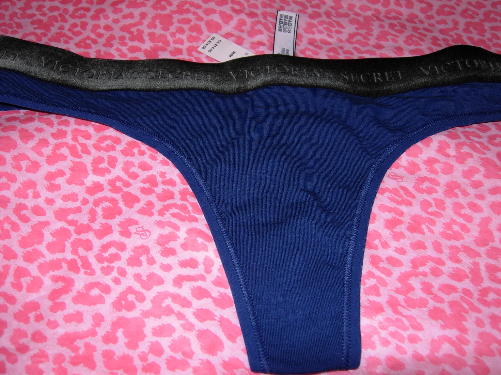 Victorias Secret Sexy Thong Academy Blue Classic Block Velvet Logo S XL NWT