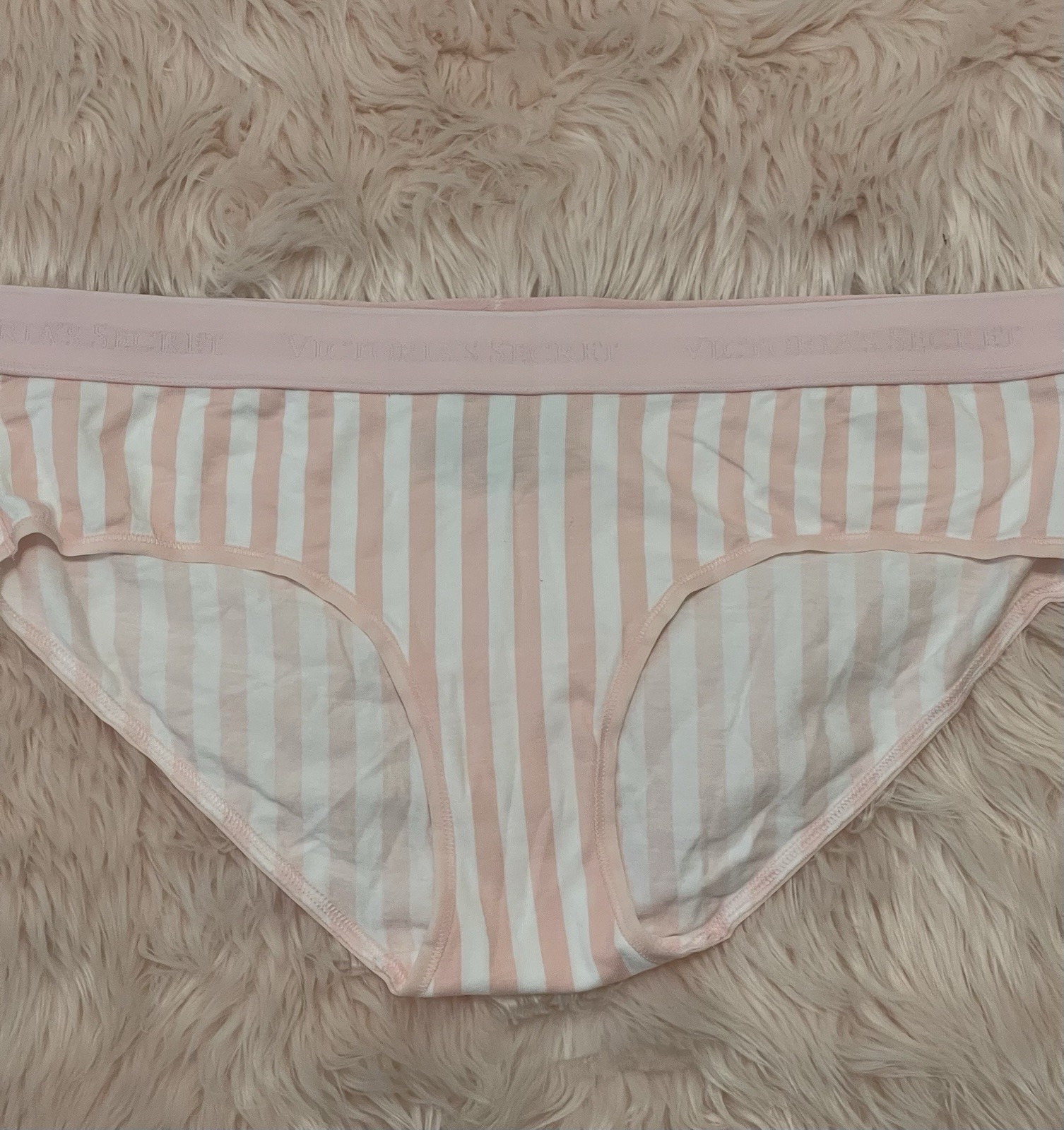 Victoria’s Secret Striped Cotton Logo Waistband Hiphugger Hipster Panties XL