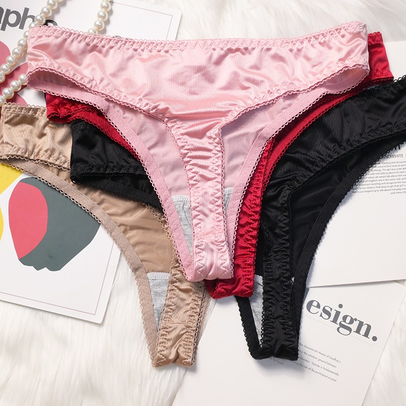 Pack Of 4 Sexy Ladies Womens Silky Satin Panties Underwear Bikini Brief Lingerie
