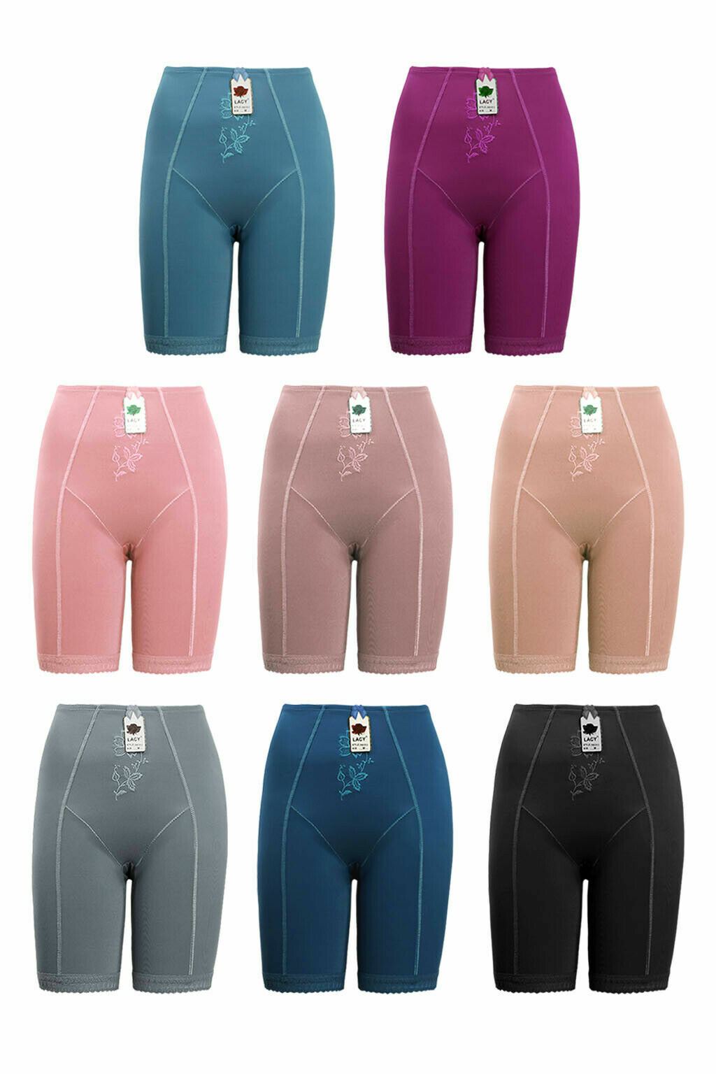 6 Panties Tummy Control Long Leg Girdle Microfiber Mixed Color S M L XL 2XL 0179