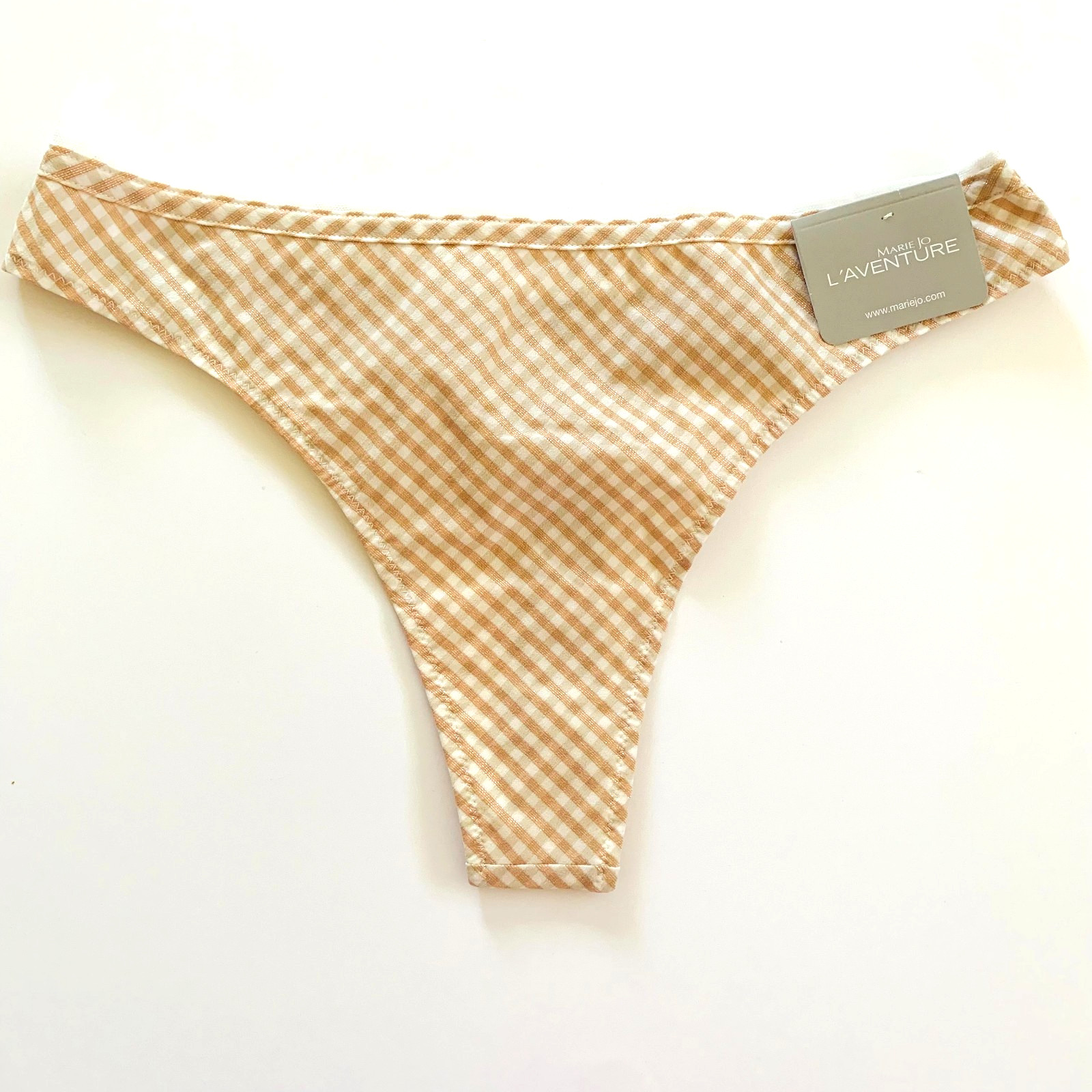 NWT Marie Jo L’Aventure Tomas Gingham Plaid Thong Panty Keyhole Metallic Small