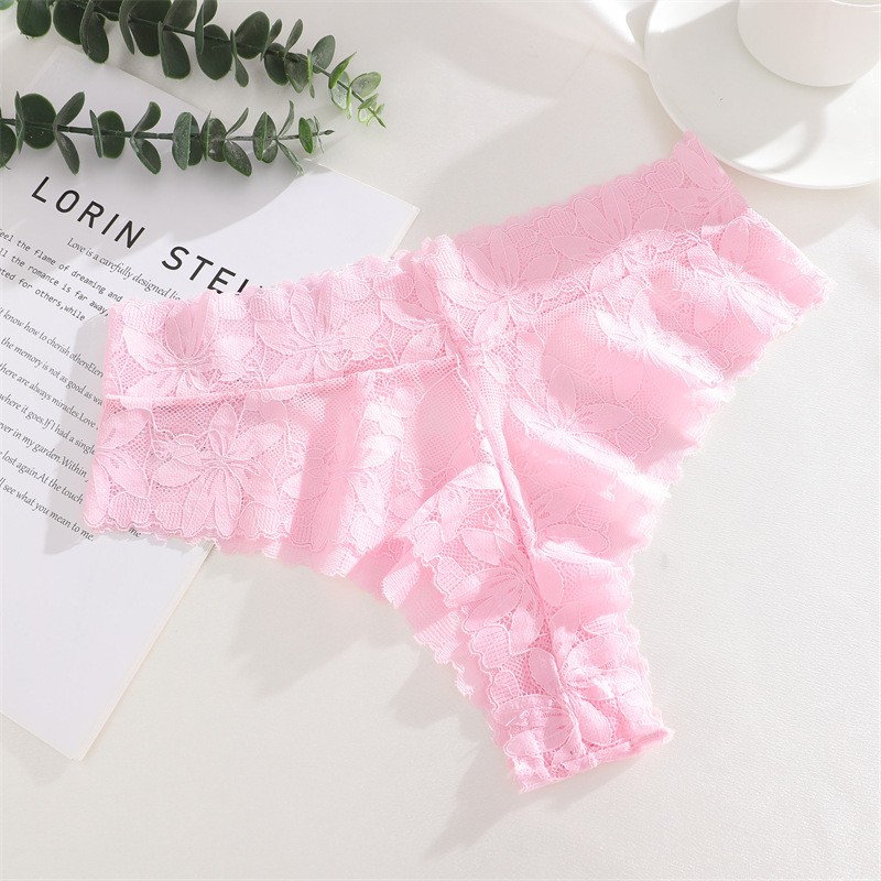 3 Pack Lot Sexy Womens See Through Lace Panties Thongs Briefs High Cut Underwear
