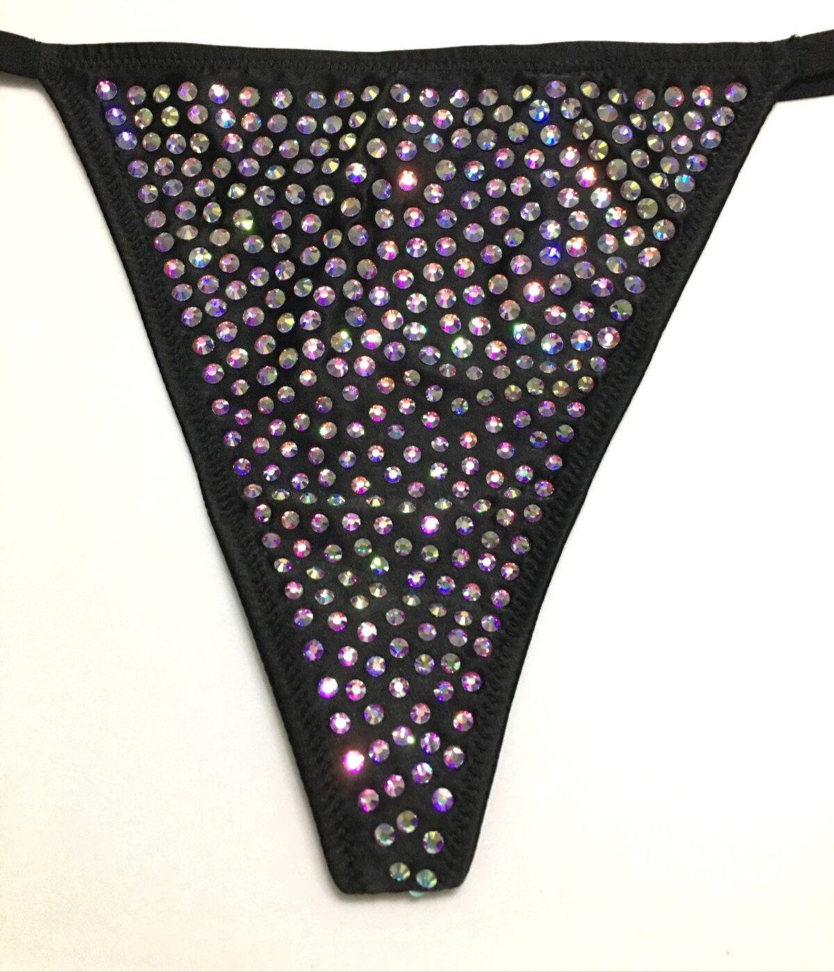 Victorias Secret Very Sexy Black Rhinestones V-String Thong Panty Size M Sparkly