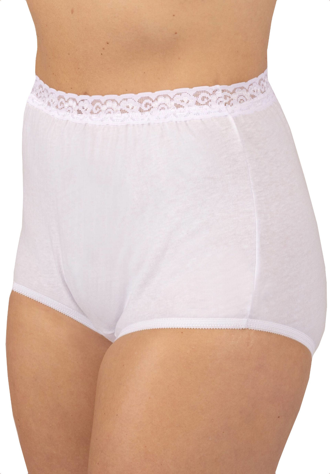 Dixie Belle Womens Underwear 15 White Cotton Brief Panties with Lace Waist 3 Pak