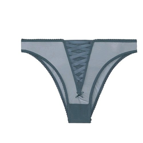 New VS dream angel tulle lace up Brazilian Panty Size Xsmall blue storm