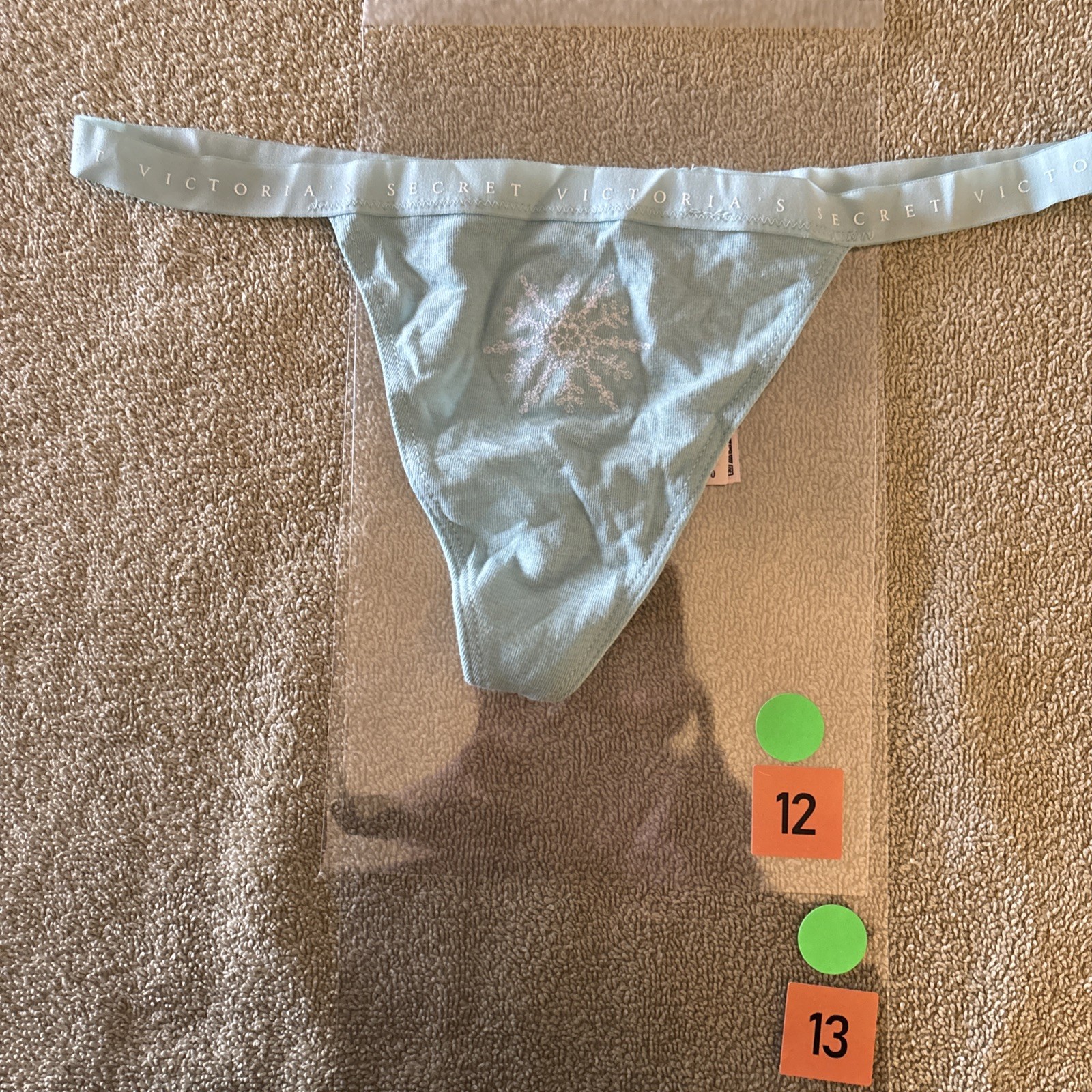 Victoria’s Secret small light blue snowflake V string panties