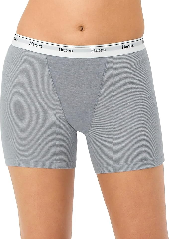 Hanes Originals Women’s Mid-Thigh Boxer Brief Pack, 4-Pack Cotton Underwear