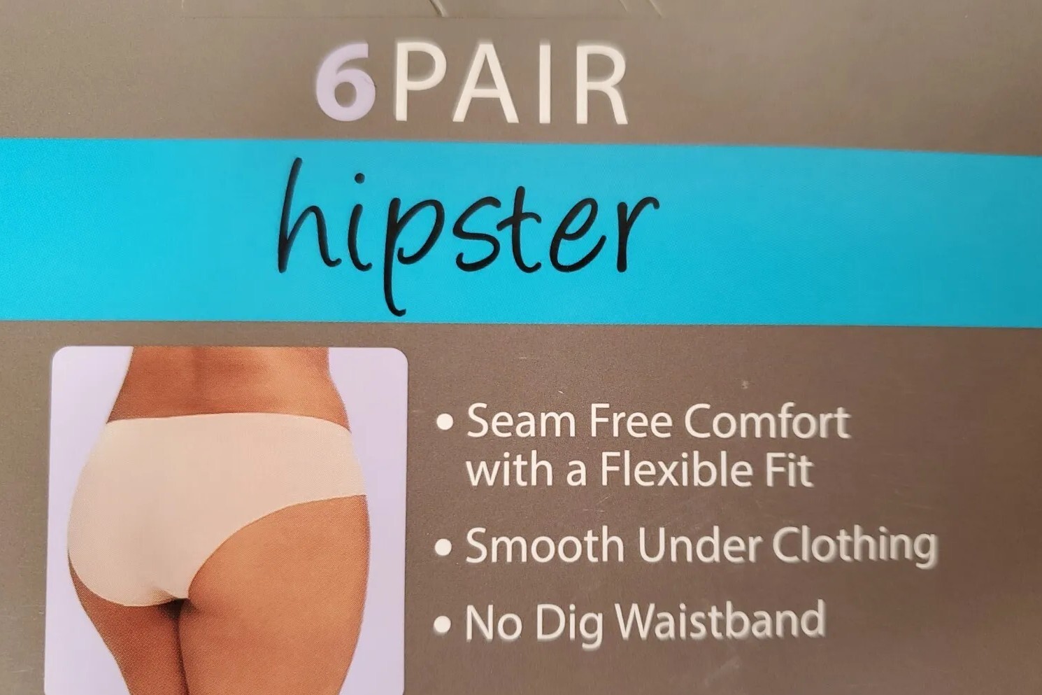Secret Treasures HIPSTER 6pk Size 3X & 4X Seamless Panties Gray Black Tan White