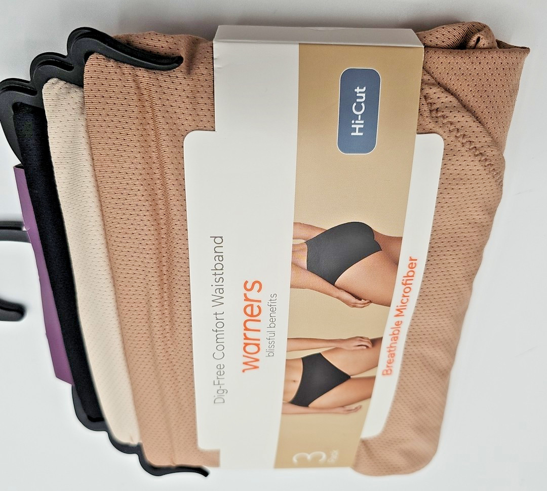 Warners Womens Blissful Benefits Hi-Cut Panties SIZE 9 XXL Microfiber Pack of 3