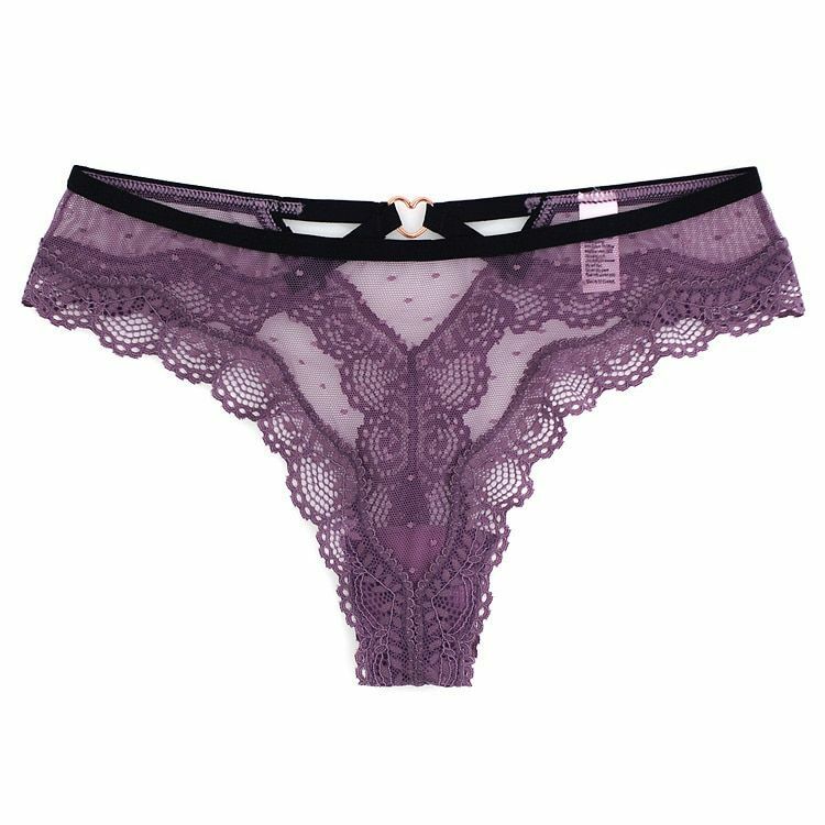 Floral Embroidery Thong Seamless Lace Cut Out Panty Underwear Lingerie For Women