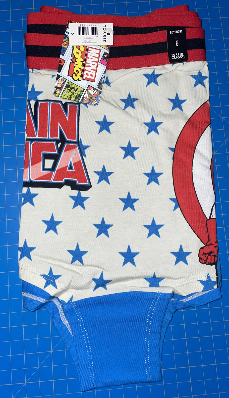 Torrid Curves Marvel Captain America Boy Short Panties Size 6