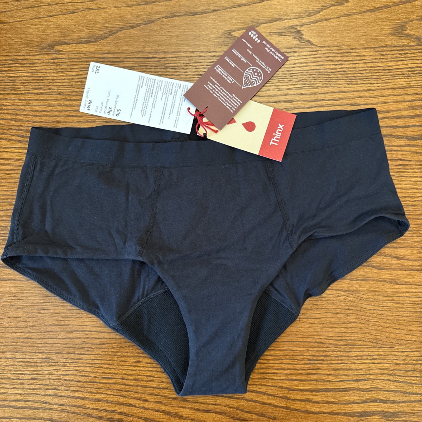 New 2 THINX Menstrual Underwear Super Period Panties 2XL black Hiphugger + Brief