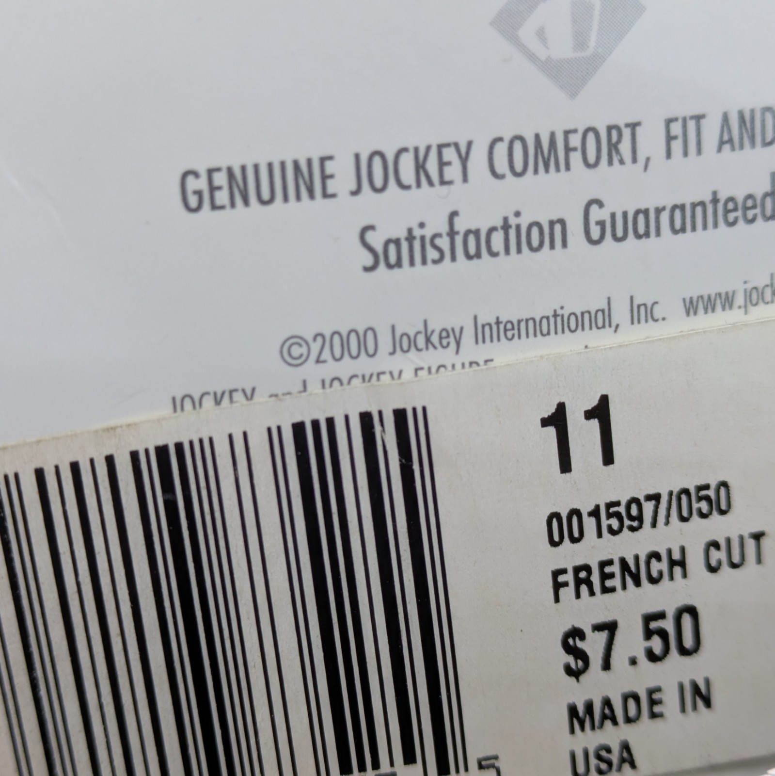 Jockey French Cut Q159 High Cut 1pr Sz 11 Cotton 2000 Heather Gray Panties USA