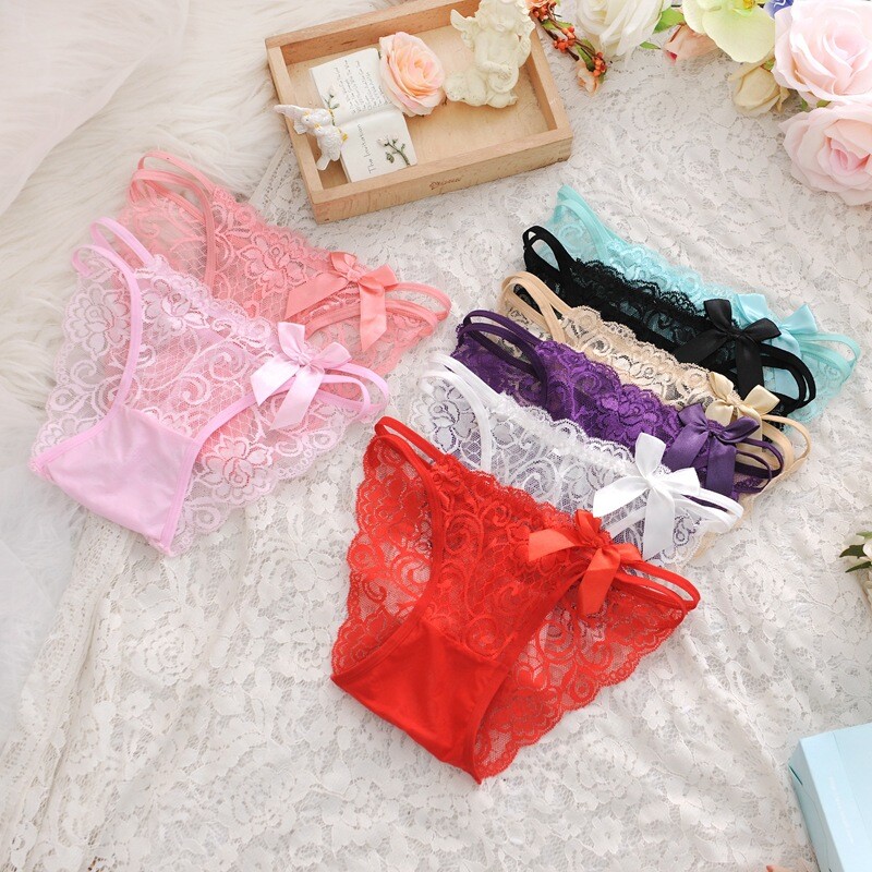 4 Pack Lot Sexy Womens Sheer Lace Panties Briefs See Through Underwear Lingeries