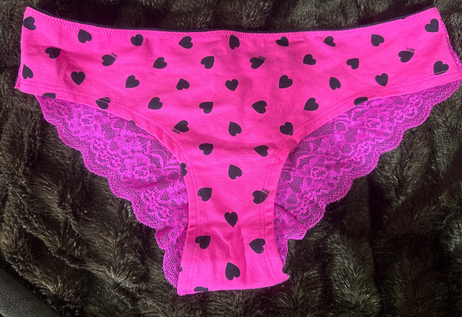 Vintage Victoria’s secret Pink lace Back Low Rise Hipster In Large NWT