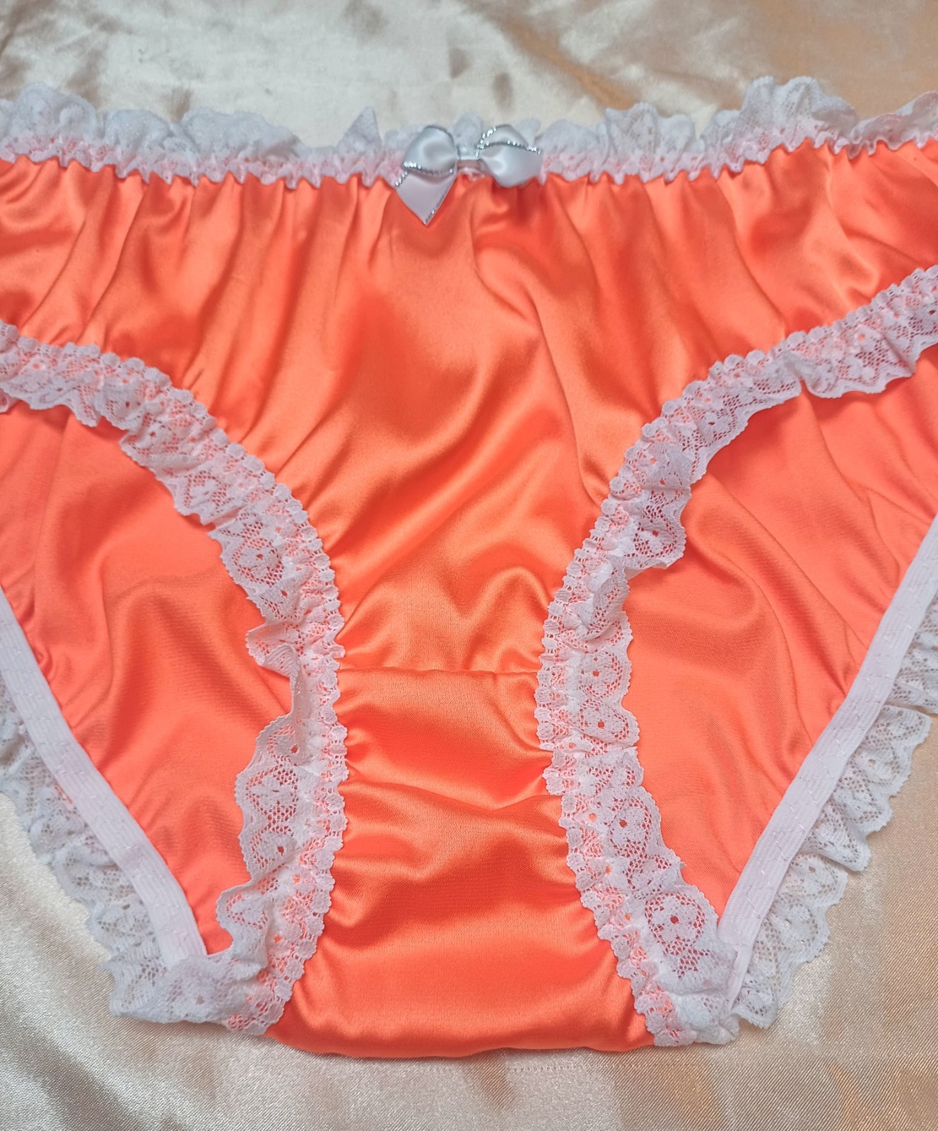 Vintage Style Silk Satin Ruffle Lace Full Bum Panties Knickers Sissy CD TV XL 16