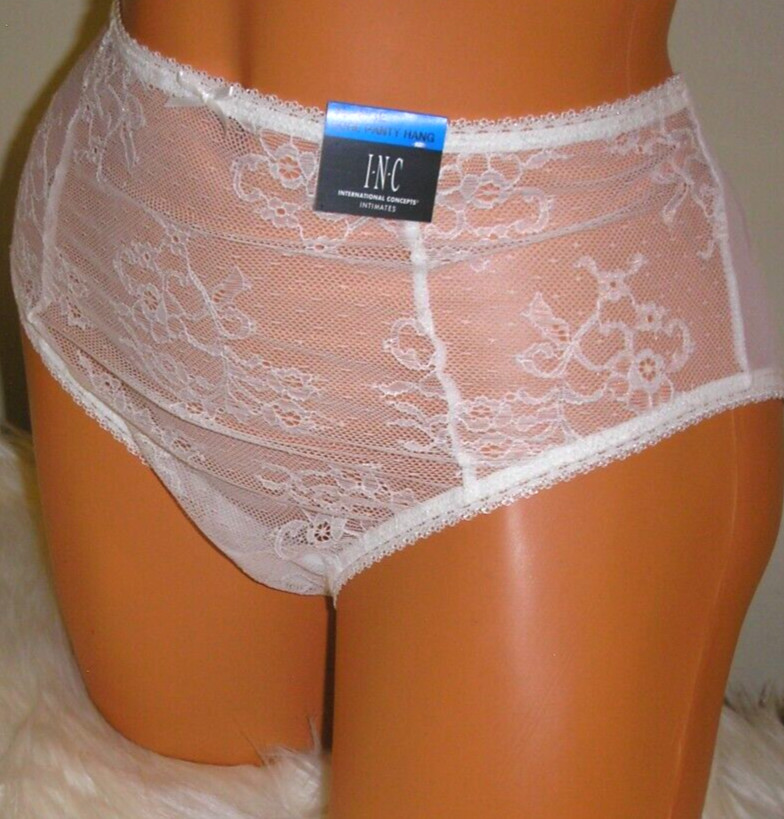 Panties Lingerie INC International Concepts Lace & Mesh White XL Adult Gift