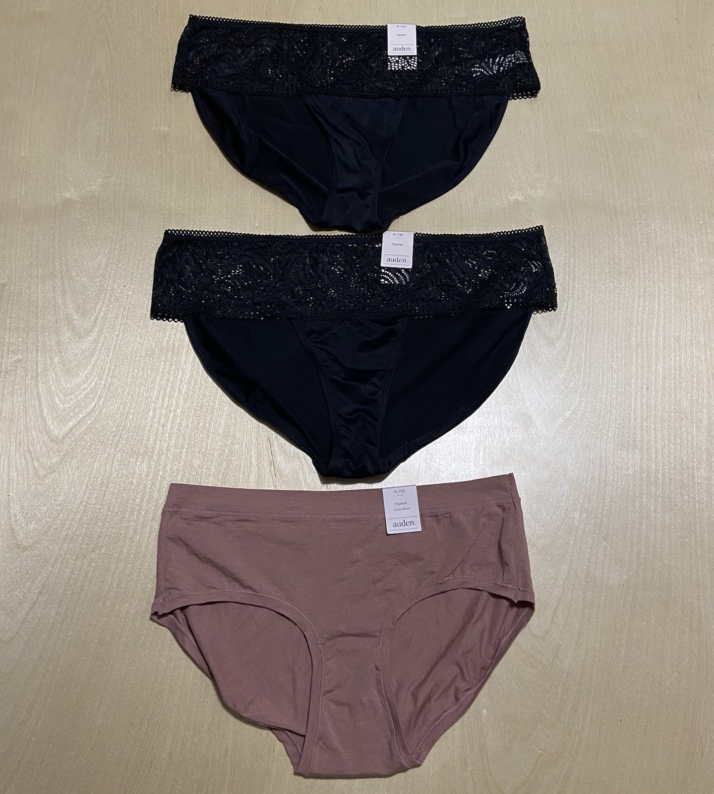 Auden Women’s Size XL (16) Soft Stretchy Cotton-Blend Hipster Panties 3 Pack