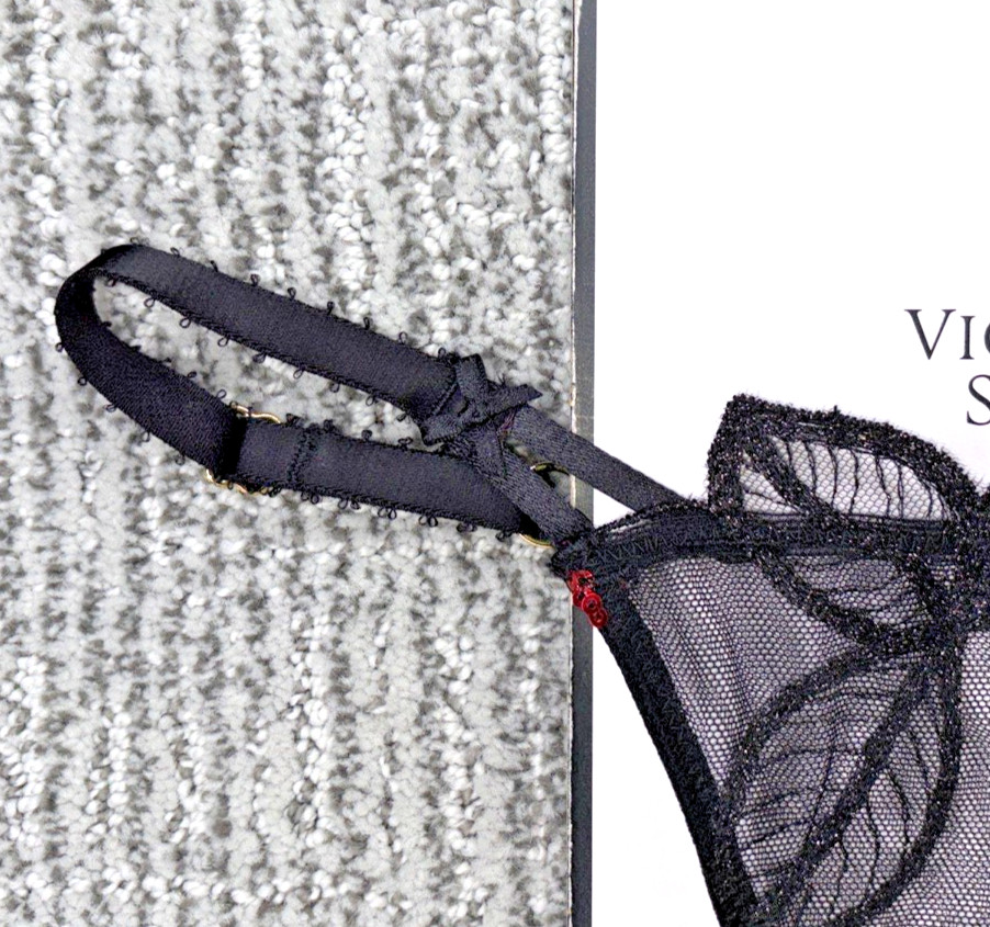 Victorias Secret Very Sexy NWT Medium Black Cherry Sequin Sheer Mesh Thong Panty