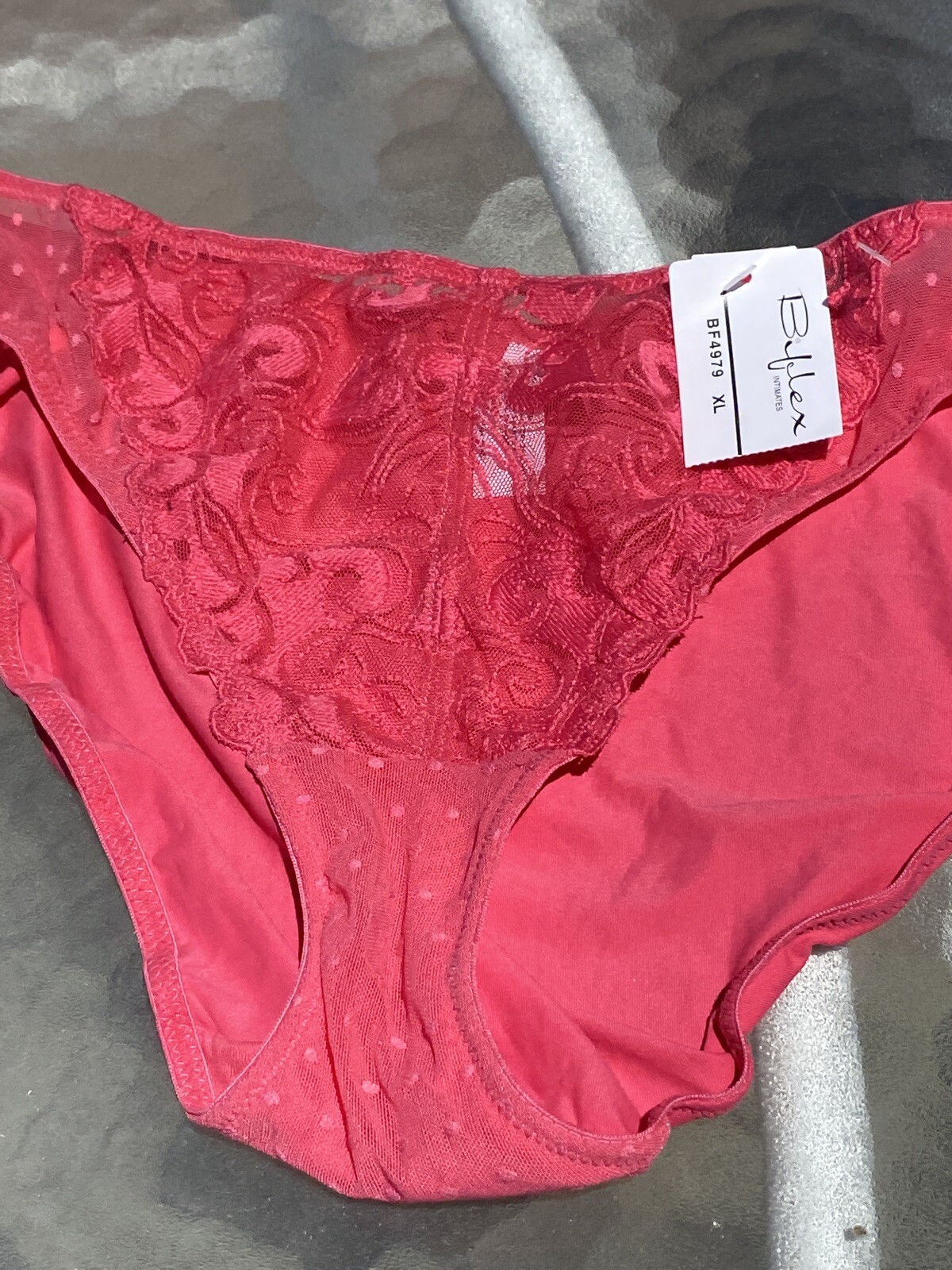 BIFLEX INTIMATES BF4979 -Sz: XL -Lace / Mesh Full Back Cover Panty -Coral/ Pink