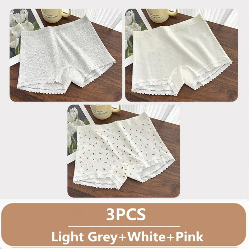 Women’s Boyshort Panties 3 Pack Seamless Soft Breathable Mid Rise Lace Trim No
