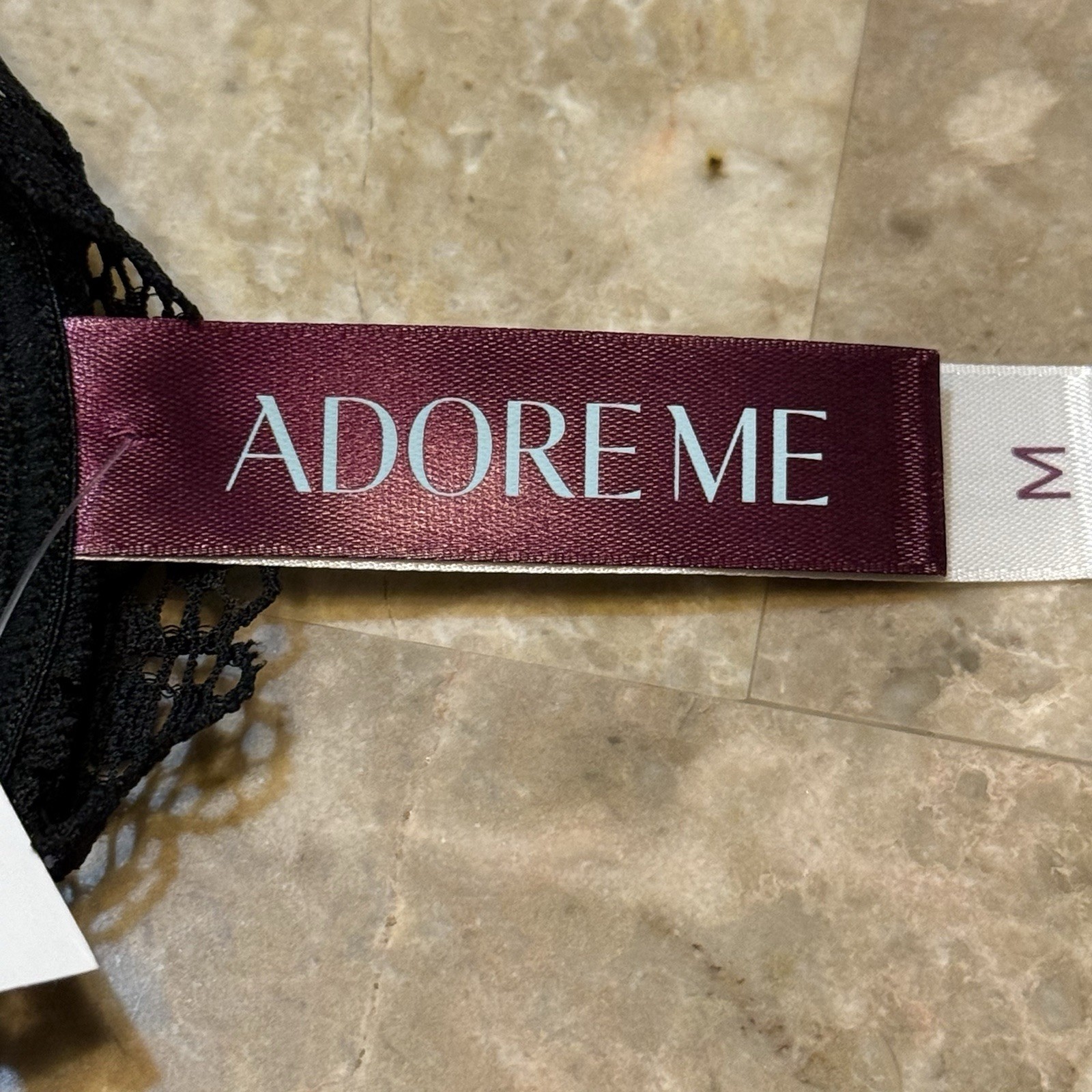 Adore Me Strappy Size M Medium Crotchless Jet Black Panty New