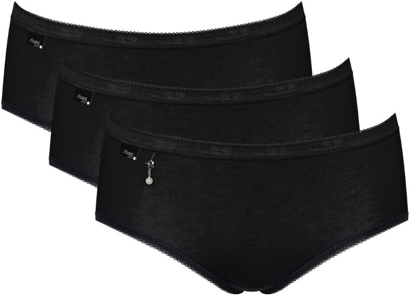 Sloggi Basic Pearl Midi Brief High Waist Knickers 3 Pack 95% Cotton 10221623