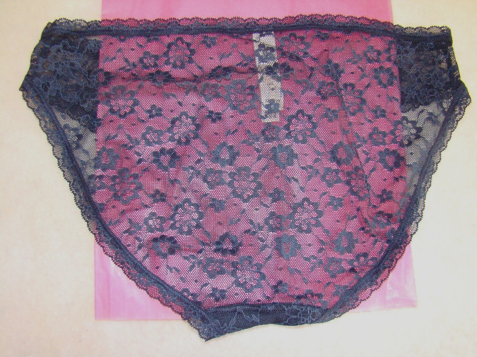 New Victoria’s Secret Blue Floral Lace with Lace Trim Bikini Panty