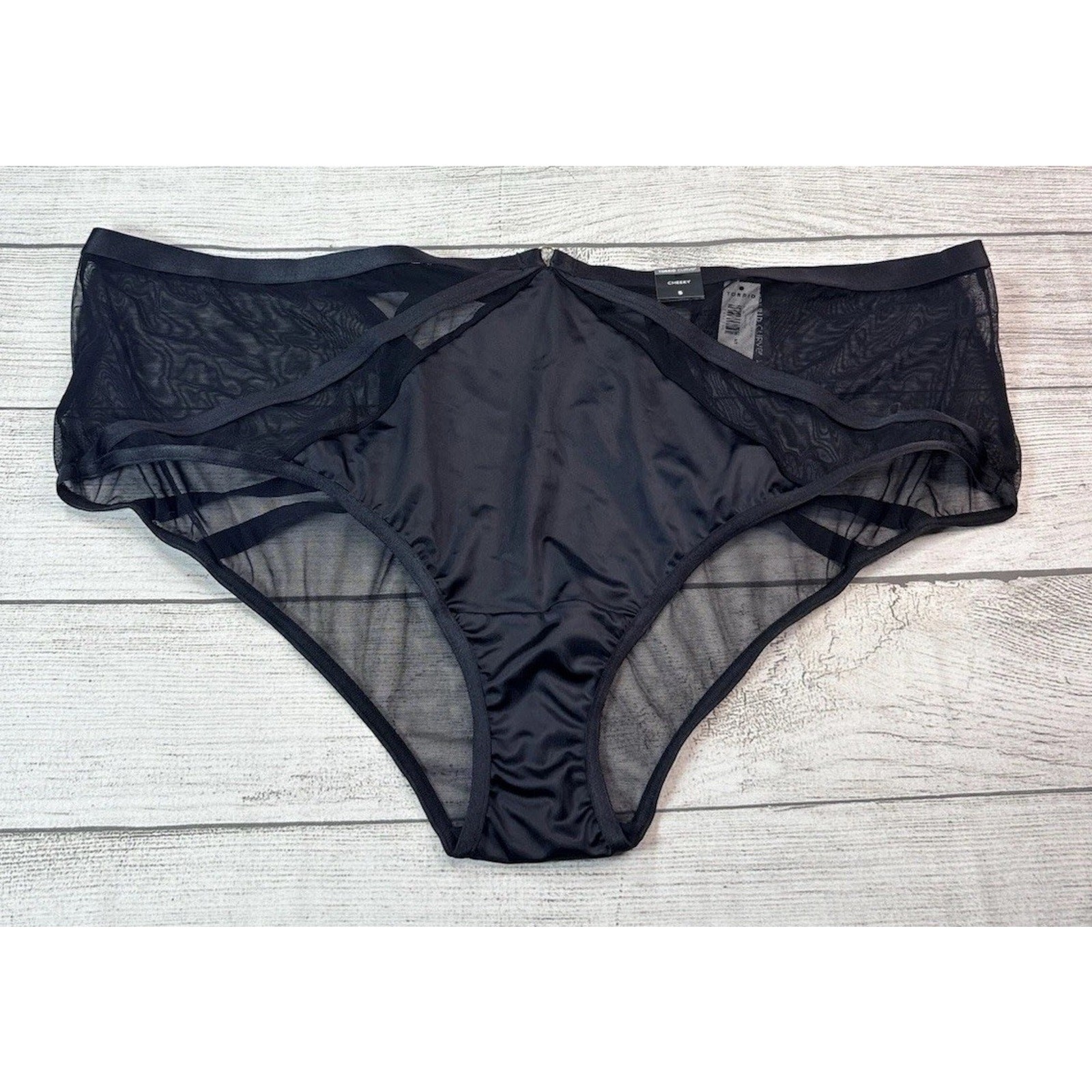Torrid Strappy Satin Cheeky Panty Undies Sexy Keyhole Back Black Size 5/5X