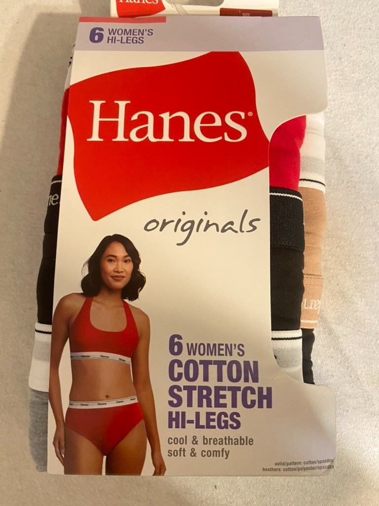 Hanes Originals Women’s 6pk Breathable Stretch Cotton Hi-legs Underwear – 6M