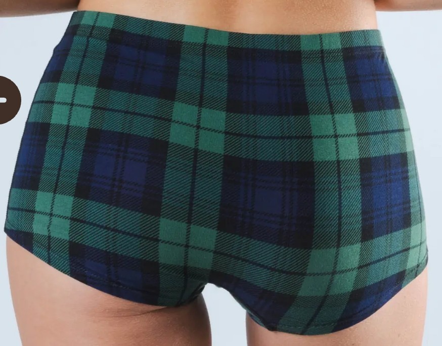 Shinesty The Black Watch Crotch Boyshort Panties XL Plaid Green Blue