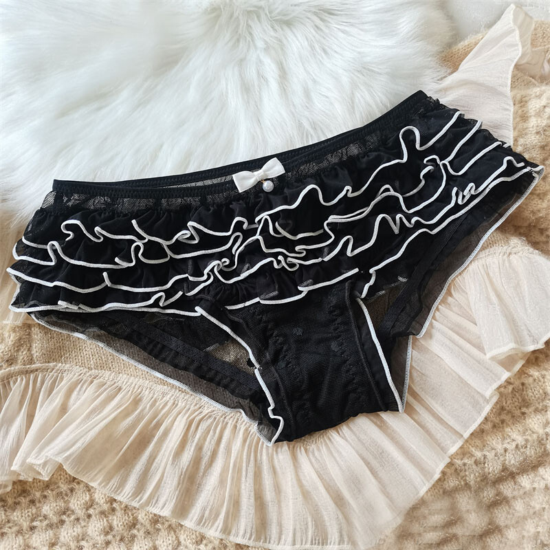 Sexy Lolita Girls Bow Mesh Briefs Breathable Underpant Underwear Panties