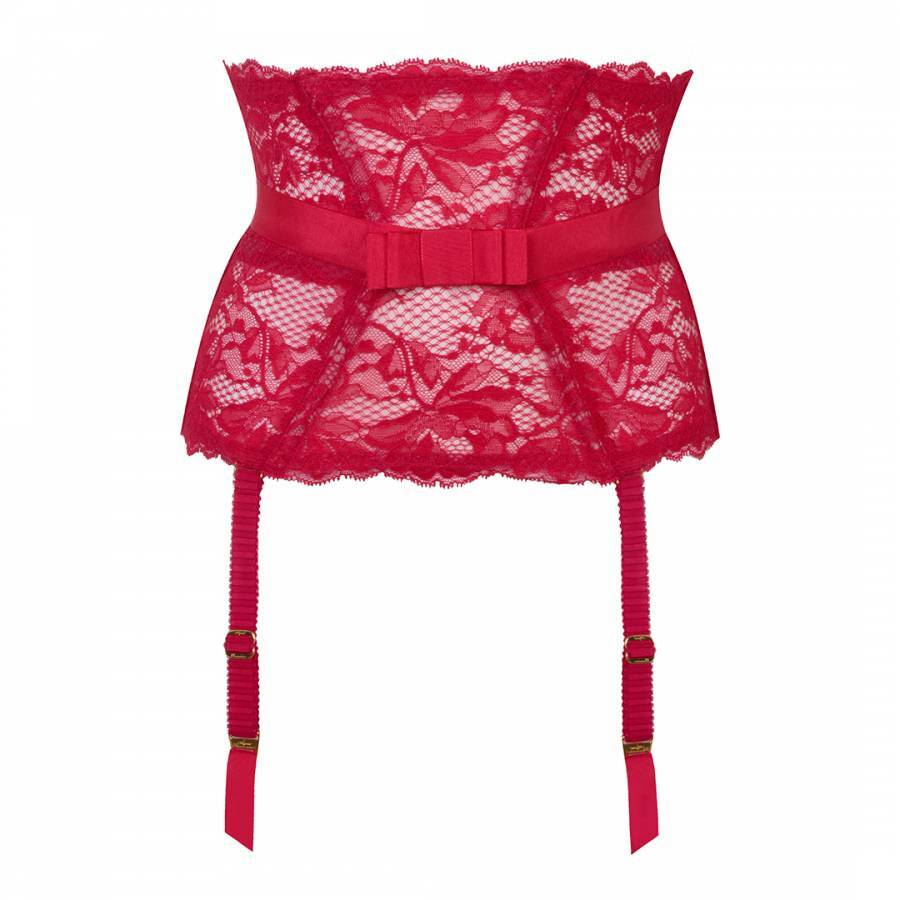 AGENT PROVOCATEUR RARE RED ROSELE DEEP WASPIE SUSPENDER SIZE 2 SMALL UK 8 BNWT