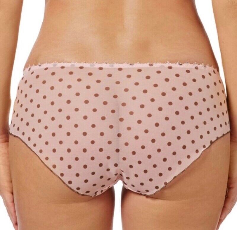 Freya Patsy Short Brief Knickers Ballet Pink Size S 10 12 Brown Polka Dot 1226