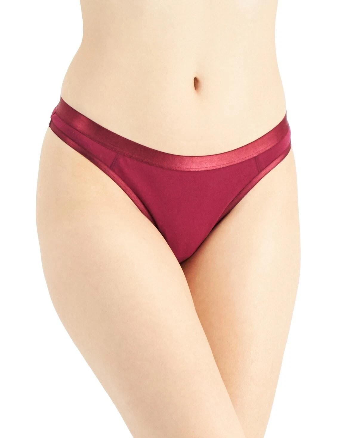 Jenni Womens Spandex Satin Trim Thong – Multiple Colors