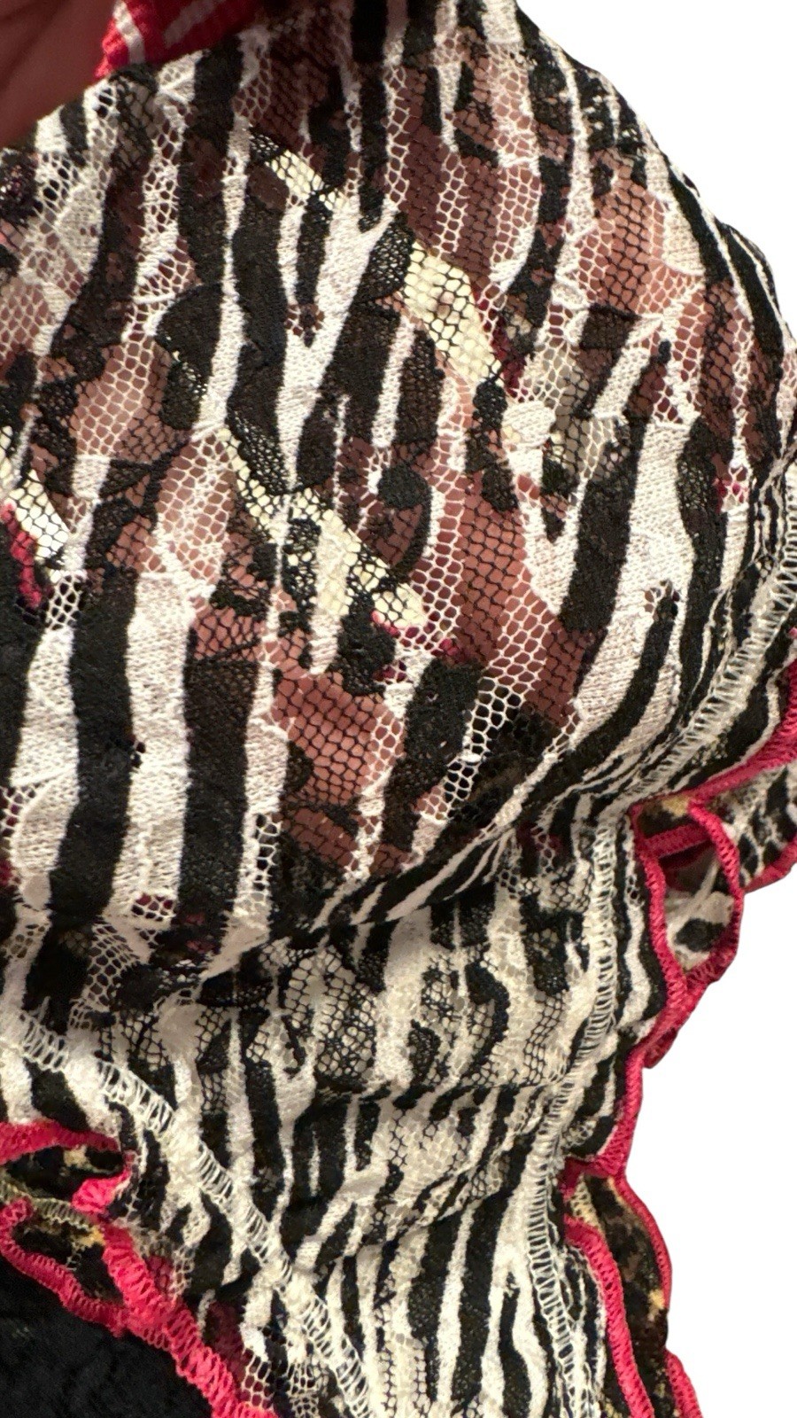 St. Eve Ruffle Edge Thong 3pk Black, Zebra, Leopard Print. M