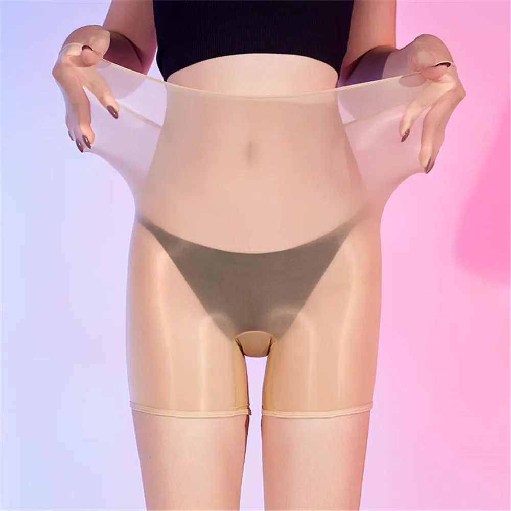 Sexy 5D Oil Glossy Shiny High Waist Briefs Smooth Boxers Shorts Bottom Underwear