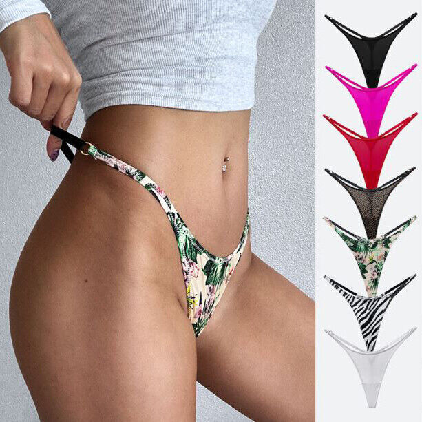 Sexy Womens High Cut Thong Panties G string Bikinis Low Rise Underwear Lingeries