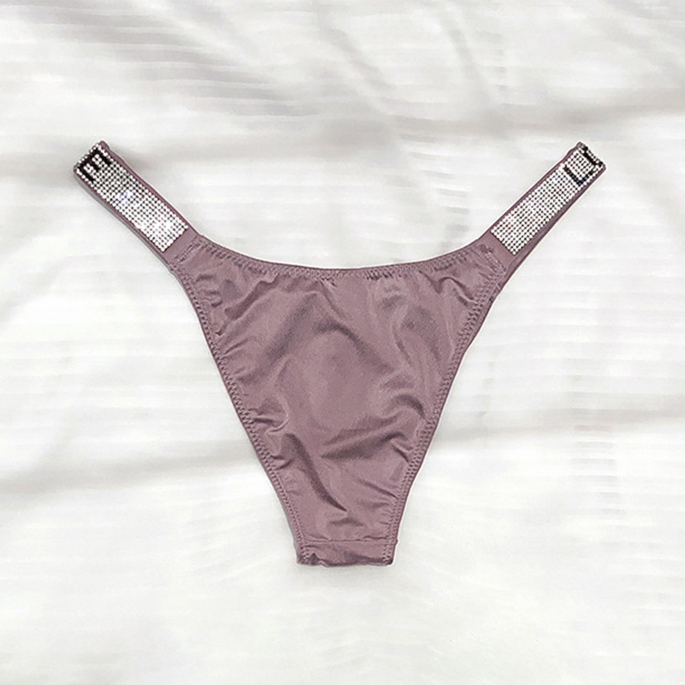 Daily Women Thongs Shine Sleepwear Solid Backless Stretch T-back Underpants