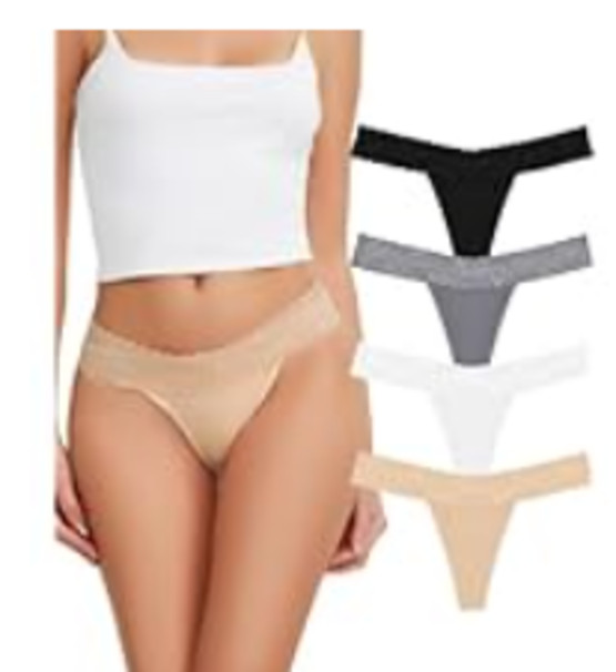 NEW Sunm Boutique Women’s 4 Pack Lace Cotton Thongs Size Large