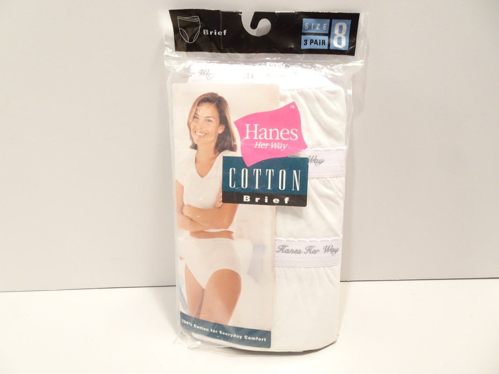 Vintage 1999 Hanes Her Way Women’s White Cotton Briefs 3 Pair Size 8