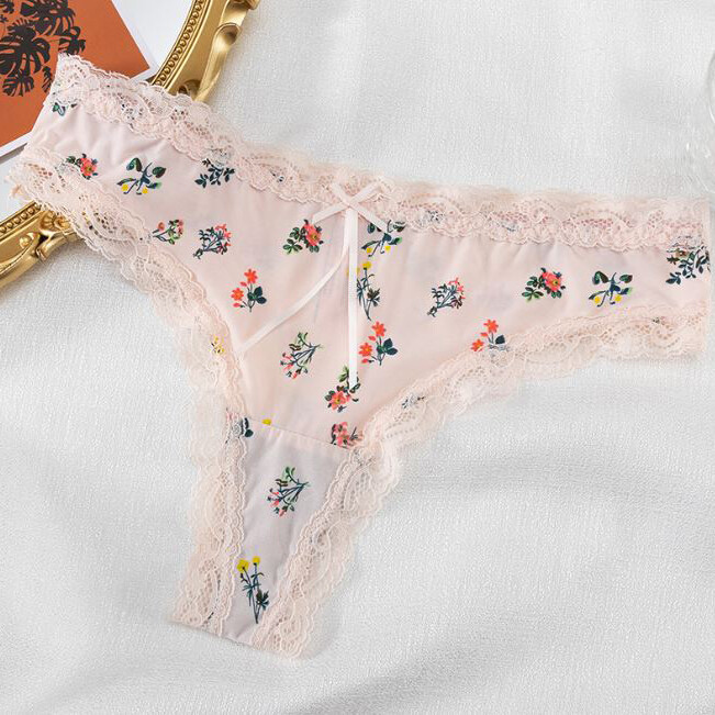 5 Pack Lot Sexy Women Lace Trim Panties Low Waist G String Thong Bikini Lingerie