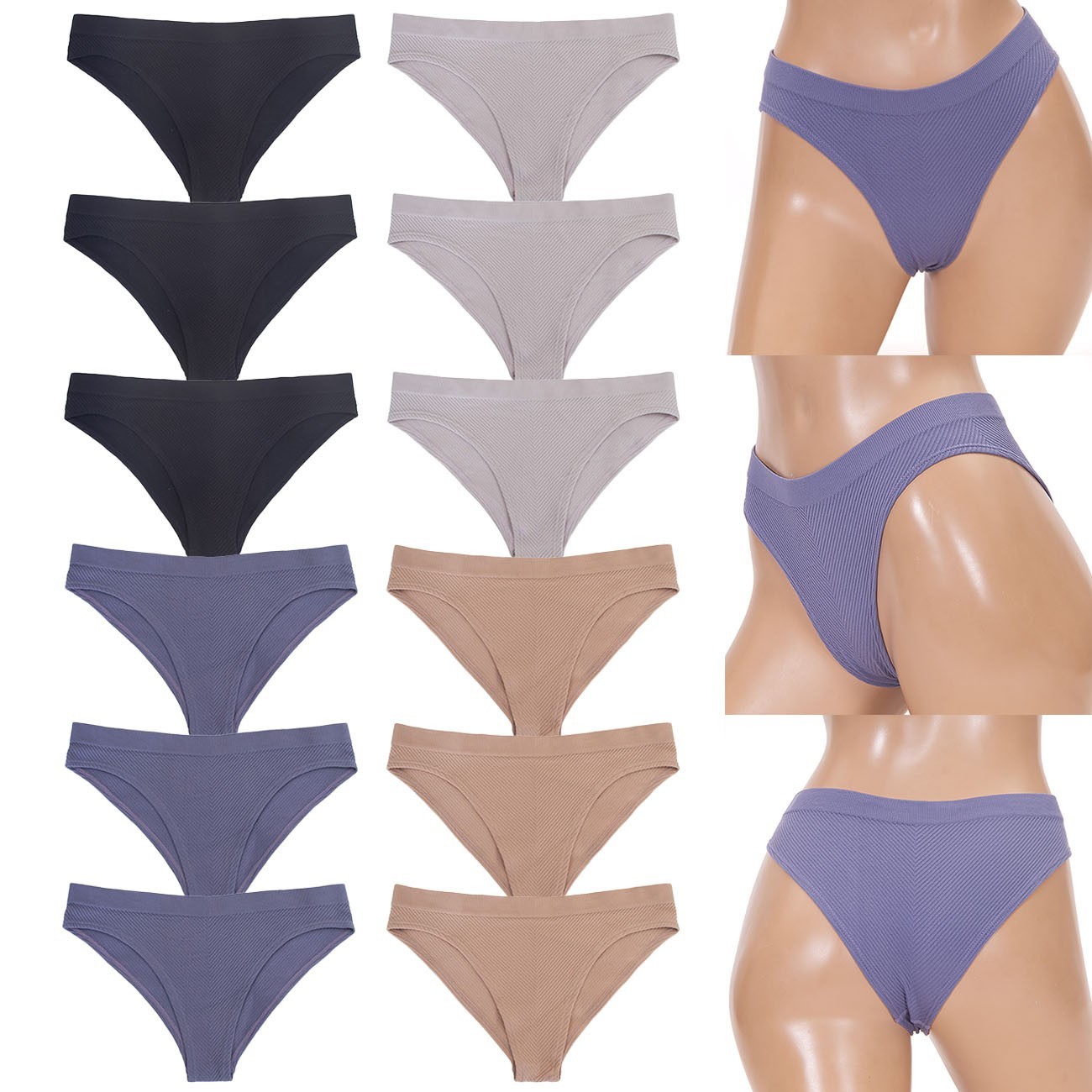 12 pack Jennifer Women’s Stretch Seamless Basic Bikini Panty Underwear