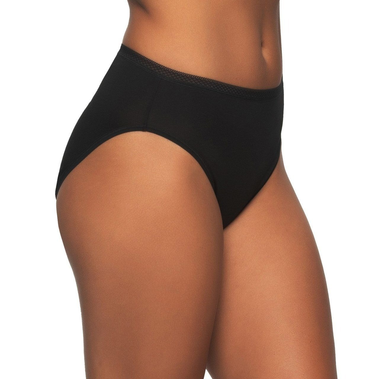 NWT Felina Women’s L Pima Cotton Blend Hi-Cut Panties 6-Pack With Lace F1150