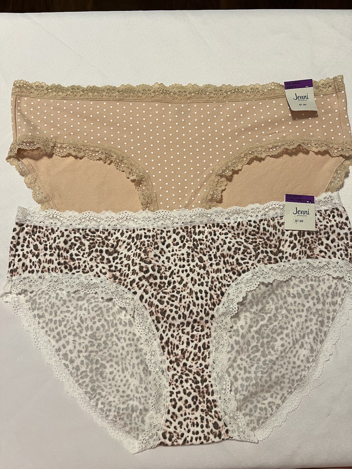 Jenni Lace Trim Hipster Underwear 2 Pair Included, Pink Leo/Chai Dots, XXLARGE