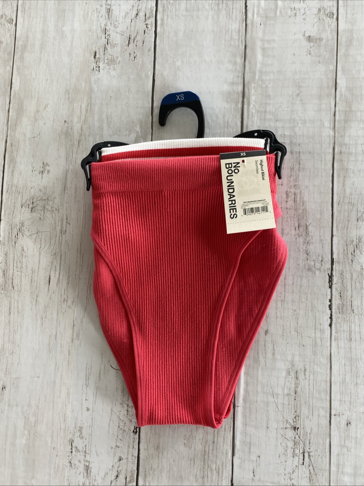 No Boundaries Women’s Ribbed High Cut Bikini Panties Seamless Set Of 2 XS