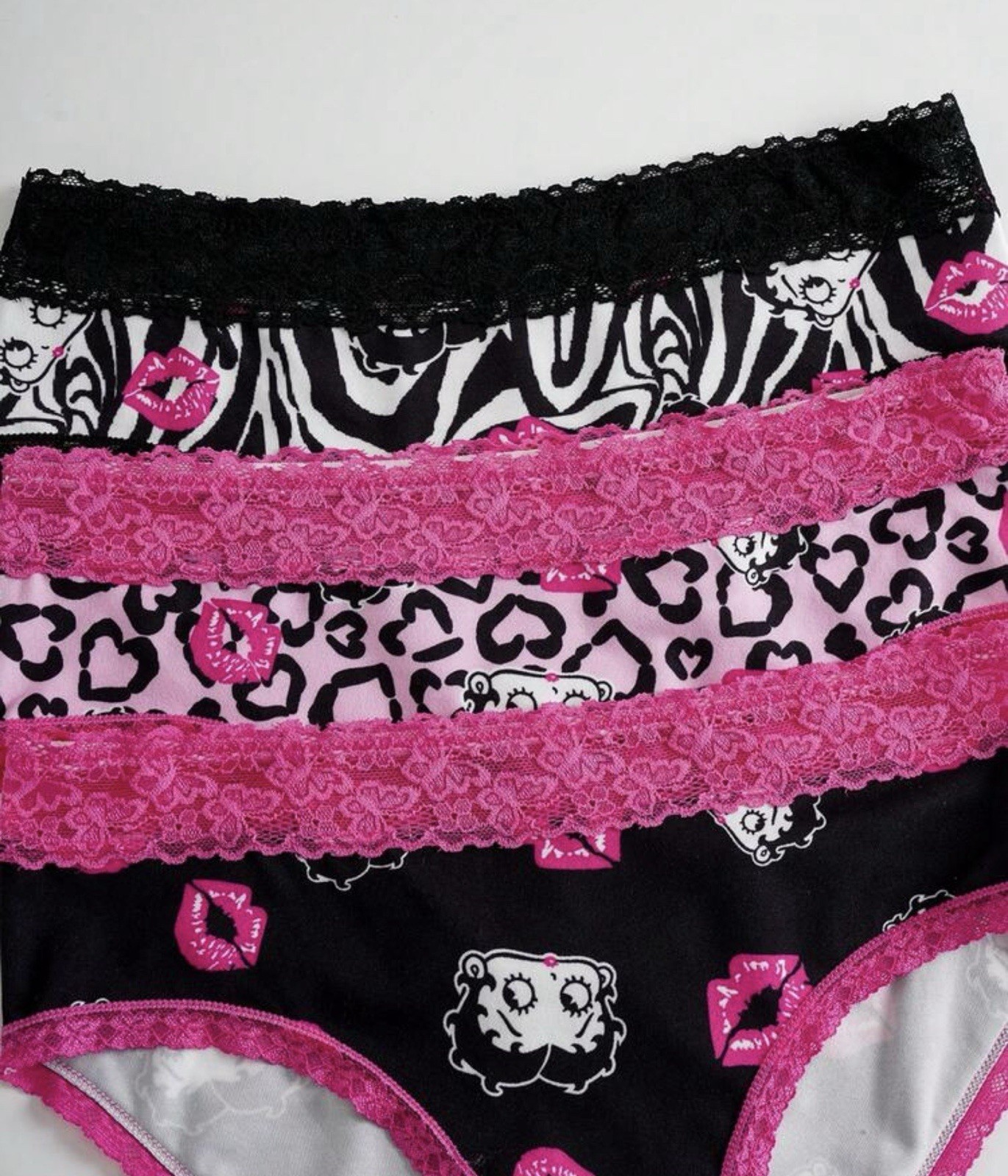 Women’s Teen’s Betty Boop Cartoon Pink Bikini Brief Panties Stretch 3pk Large