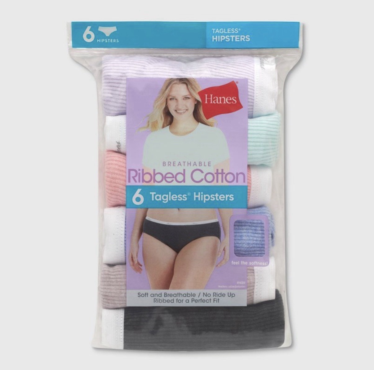 Hanes Womens Ribbed Cotton Hipster Underwear 8-Pack Assorted Panties Size 9 2XL