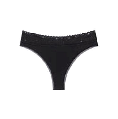 Savage X Fenty Cotton Essentials Jersey Lace Trim Thong Panties 2XLarge in Black