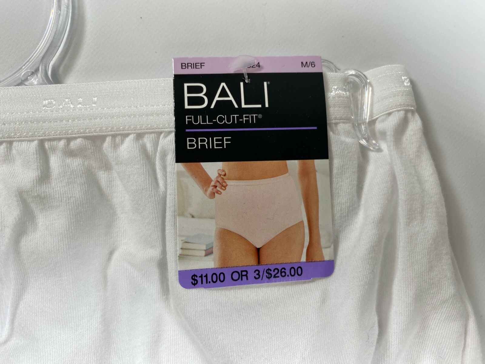Womens Bali White Full Cut Fit Brief NEW! NWT